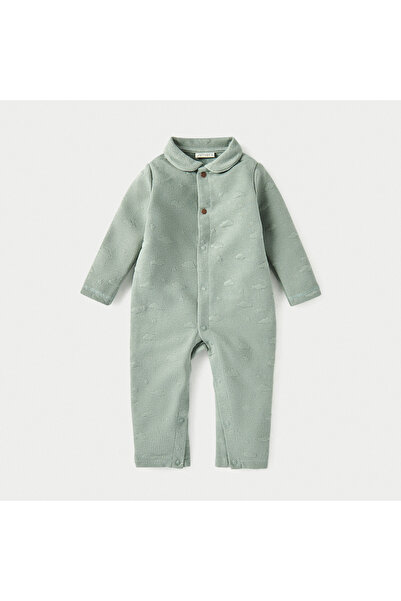 giggles Juniors Jacquard Textured Sleepsuit with Long Sleeves and Button Closure