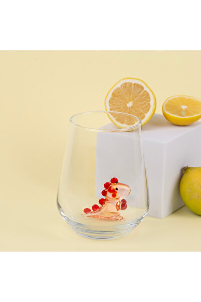 ADAMODART Cute Dinosaur Glass Figured Water Cup with Heart