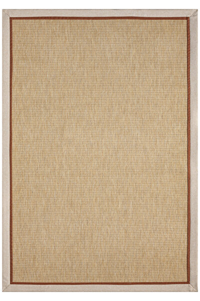 SEYRAN HALI Bombay Bej Halı Bej Terra Bordürlü Kolay Temizlenen Hasır Dokulu ...