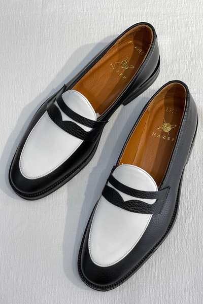 NAZEF Special Design Stitched Neolite Sole Genuine Leather Black Loafer Men's Shoes
