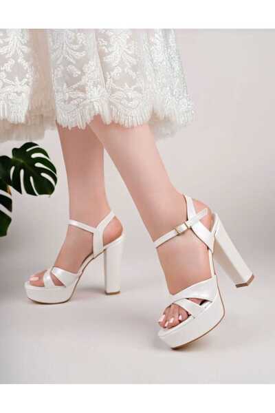 Zenvea Women's High Heels Platform Wedding Dress Engagement Wedding White Shoes