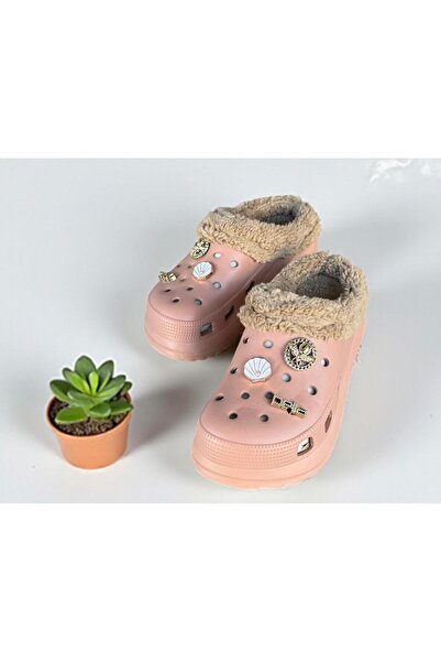 Akınal Bella Papuci de casă pentru femei, cu talpă ușoară, din lână, culoare maro pastel, pentru birou, zilnic, acasă