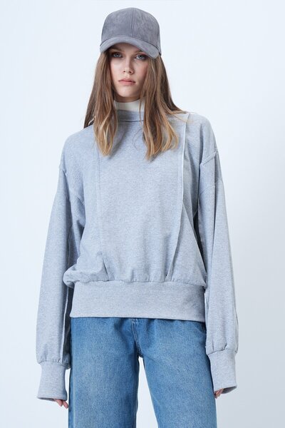 VAGGON Oversized Design Sweatshirt with Stitching Detail