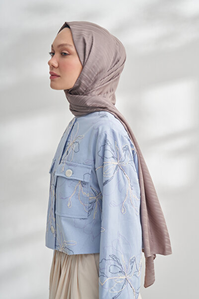 ARMANDA Nanya Jakar Line Patterned Shawl - Mink