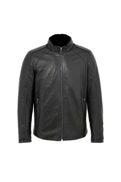 Tergan Siyah Hakiki Deri Erkek Hakiki Deri Mont - E23BKM310468-Q3H