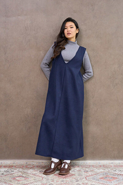 KÜÇÜĞÜM BUTİK Μακρύ φόρεμα με κασμίρ σε μπλε ναυτικό χρώμα