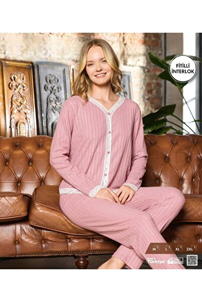 Hirazenmoda Set de pijamale interlock material reiat pentru femei, cu mâneci ...