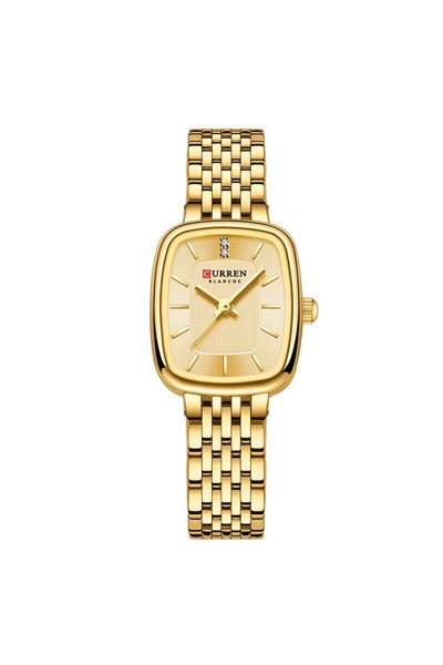 Curren Ceas de damă Full Gold – Ceas dreptunghiular elegant cu brățară din oțel inoxidabil