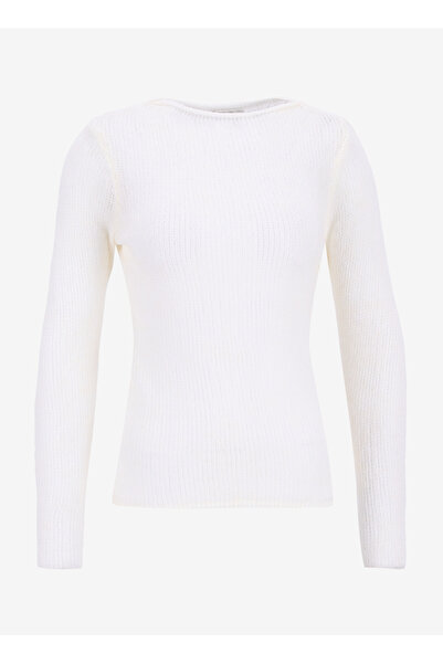 People By Fabrika Kayık Yaka Slim Fit Düz Ekru Kazak Kadın PBF5WL-KZK5100