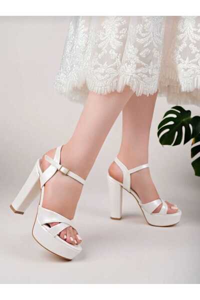 Zenvea Women's High Heels Platform Wedding Dress Engagement Wedding White Shoes