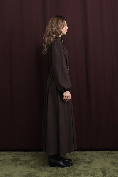 Loreen Women's Double Belted Dress - 20700Elb - Brown