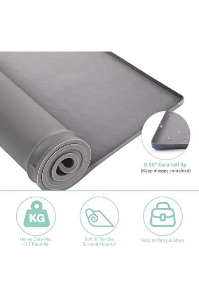 Generic Washer & Dryer Top Protector Mat, 60×50 cm Silicone Rubber, Non-Slip, Gray