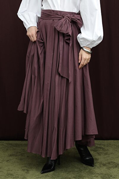 Soul Fusta asimetrică croială cu curea în talie pentru femei - 32420ETK - BURGUNDY