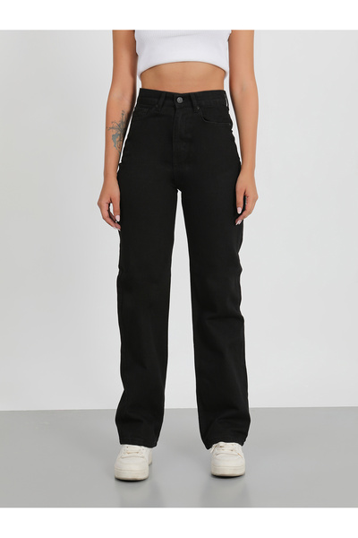 Arvena Jeans Kadın Siyah Palazzo Jeans-Wide Leg Pantolon