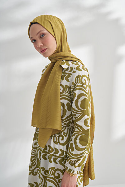 ARMANDA Nanya Jakar Line Patterned Shawl - Oil Green