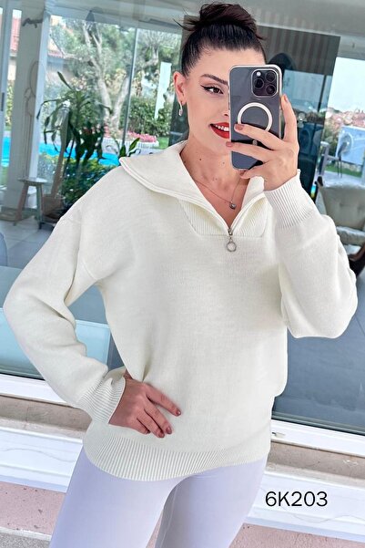 İnce Topuk بلوزة تريكو بسحاب نصفي 6k203
