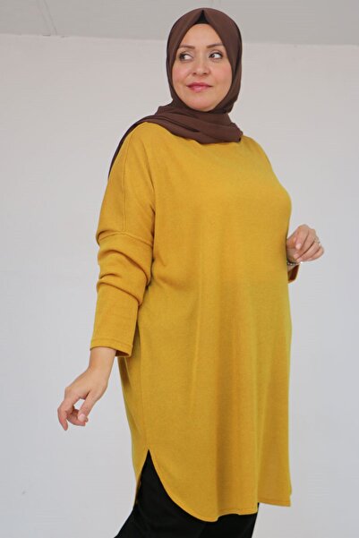 Eslina 58156 Plus Size Basic Mir Tunic - Mustard