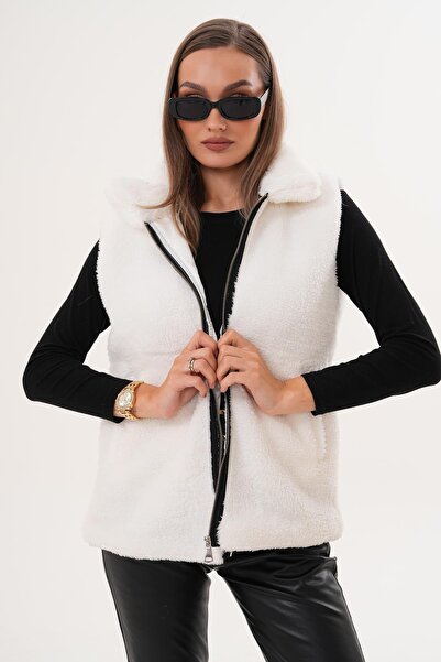 ŞİMAL Kadın Fermuar Kapamalı Peluş Yelek 255126 -