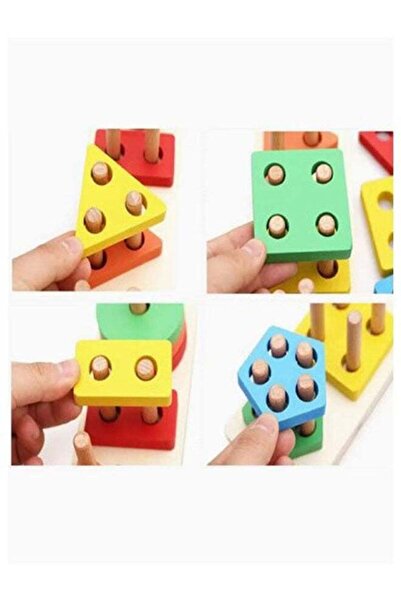 COOYA Kids UnisexWooden Geometric Shape Stacking Blocks Multicolored Toy