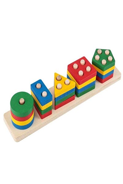 COOYA Kids UnisexWooden Geometric Shape Stacking Blocks Multicolored Toy