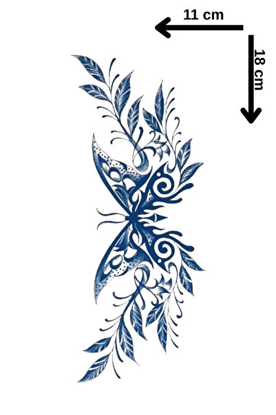 Barly 30 Gün / 1 Ay Kalıcı Kelebek Figürlü 12 Saat Sonra Kararan Geçici Dövme...