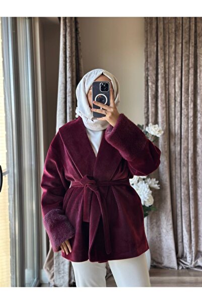 MISEY BOUTIQUE KOLU KÜRK DETAYLI ANGORA KABAN