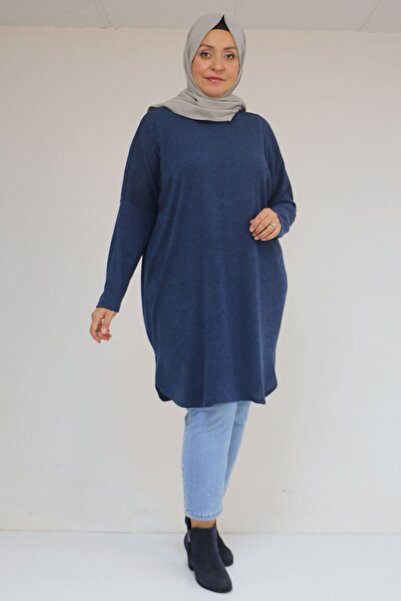 Eslina 58156 Plus Size Basic Mir Tunic - Indigo
