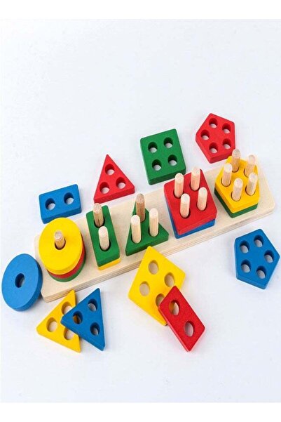 COOYA Kids UnisexWooden Geometric Shape Stacking Blocks Multicolored Toy