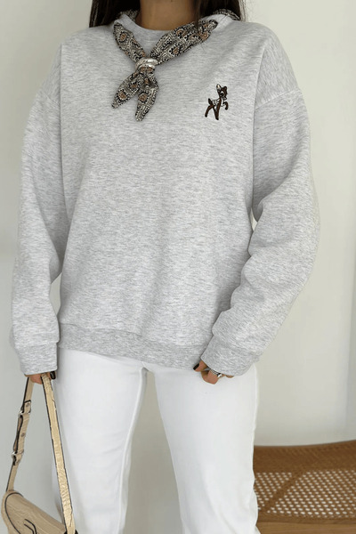 cemo Women's Decorative Collar Lycra Sweatshirt – Comfortable & Stylish