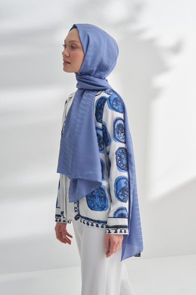 ARMANDA Nanya Jakar Line Pattern Shawl - Indigo