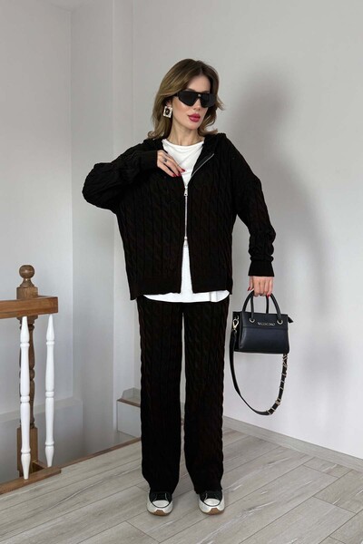 YK FASHION Örgü Desenli Triko Takım