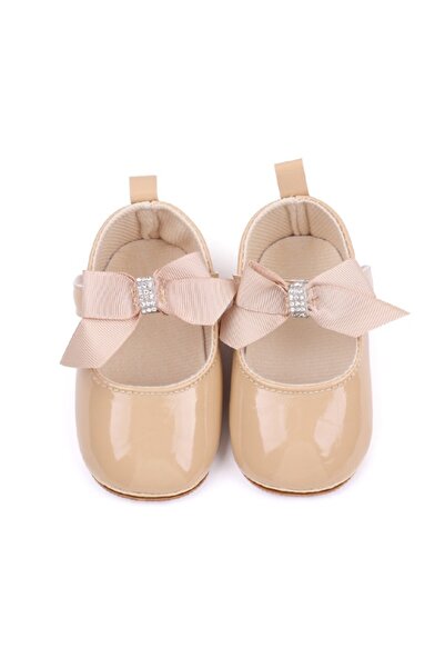 BebeNou Cream Lacquered Baby Shoes with Bow CSBHX3054-1-VA16