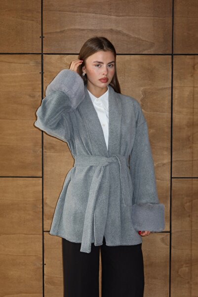 BY SE'MAS WEAR Premium Çift Taraflı Yünlü Kürk Detaylı Kısa Kaban