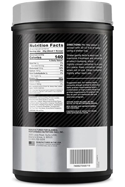 ON Optimum Nutrition Optimum Nutrition Platinum Hydrowhey Protein Powder, Velocity Vanilla, 1.75 lbs (820 g), 20 Servings