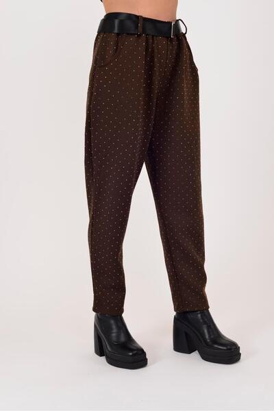 Park Moda 8614 PANTALON DETALATAT CU BĂRĂ, CU BRODATURI DE PIATRĂ