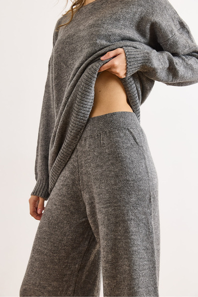 Olalook Women's Anthracite Sweater Pants Knitwear Set Tkm-19000452