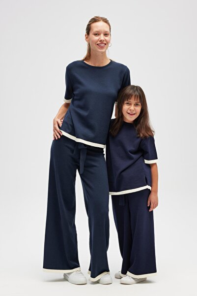 Peraluna Rumi Short Sleeve Girl's Blouse - Navy Blue