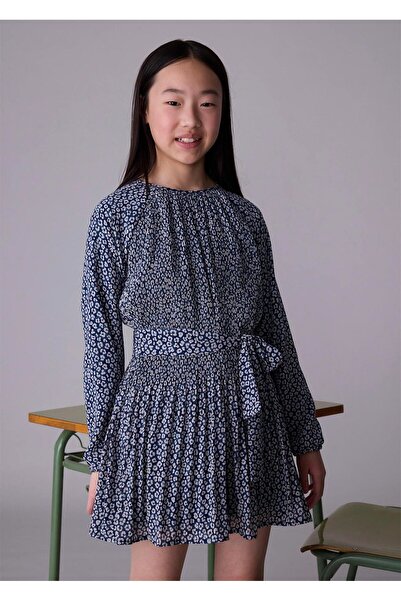 MAYORAL Girl's Patterned Dress Petrol 7914