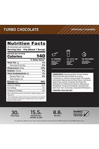 ON Optimum Nutrition Optimum Nutrition Platinum Hydrowhey Protein Powder, Turbo Chocolate, 1.75 lbs (820 g), 20 Servings
