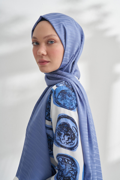 ARMANDA Nanya Jakar Line Pattern Shawl - Indigo