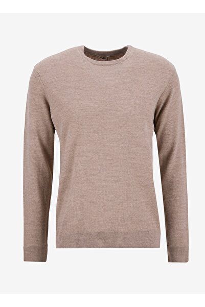 People By Fabrika Bisiklet Yaka Basic Düz Bej Erkek Kazak PBF5WM-KZK9557