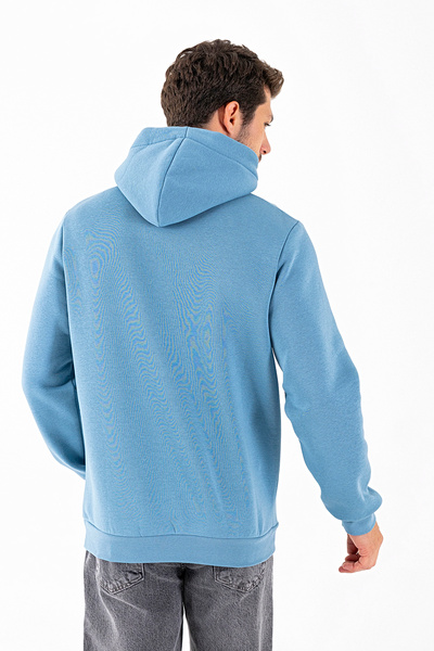 JB John Borners Ανδρικό φούτερ με κουκούλα με τύπωμα με τσέπες καγκουρό γαλάζιο - 25K 5281
