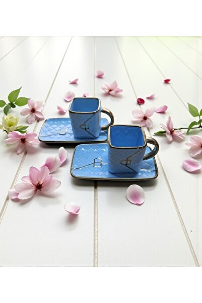 lstri 2 li Sunum Porselen Yaldızlı Çanta Modeli Fincan Takımı Seti