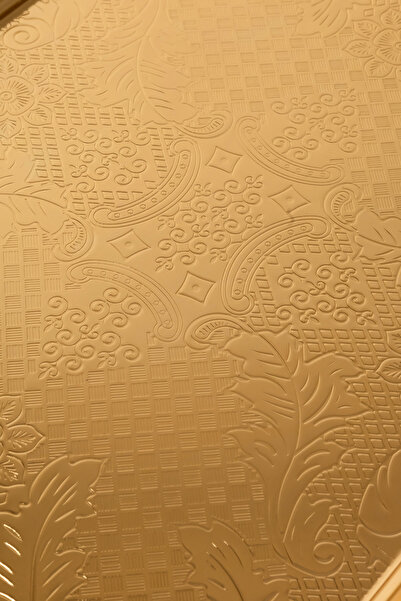 Le Paon Metal Gold 2’li Dikdörtgen Tepsi Seti – Zarif Desenli Servis ve Sunum Tepsisi, Kararmaz & Solmaz