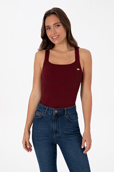 U.S. Polo Assn. Women's Burgundy Square Neck Sweater 50314626-Vr177