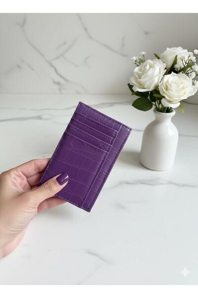 mlio Purple Crocodile Pattern Zippered Wallet Card Holder