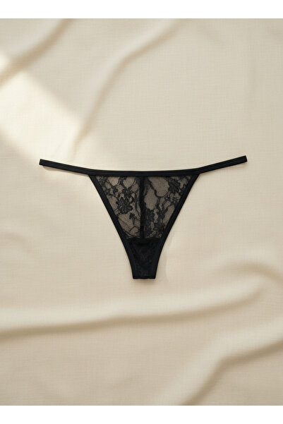 Hmd Γυναικείο στρινγκ τούλι με μαύρο σχέδιο με δαντέλα