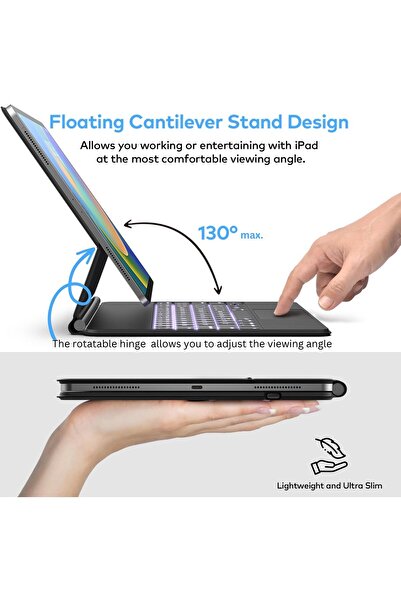 Generic Keyboard Case for iPad Pro 12.9-inch (3rd-6th Gen) - Magnetic Backlit Keyboard with Trackpad