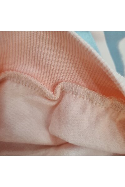 Uğur bebe Pink Gray Girl's Two Thread Sha Fleece-Lined Threaded Tracksuit Set – Full Li Stretch Fabric Real Ribbon Detailed