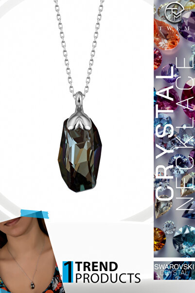 Twem Silver قلادة زركونيا سواروسكي مرصعة بأحجار كريستال زركونيا سواروسكي بقصة خاصة |   تصميم فريد ومميز